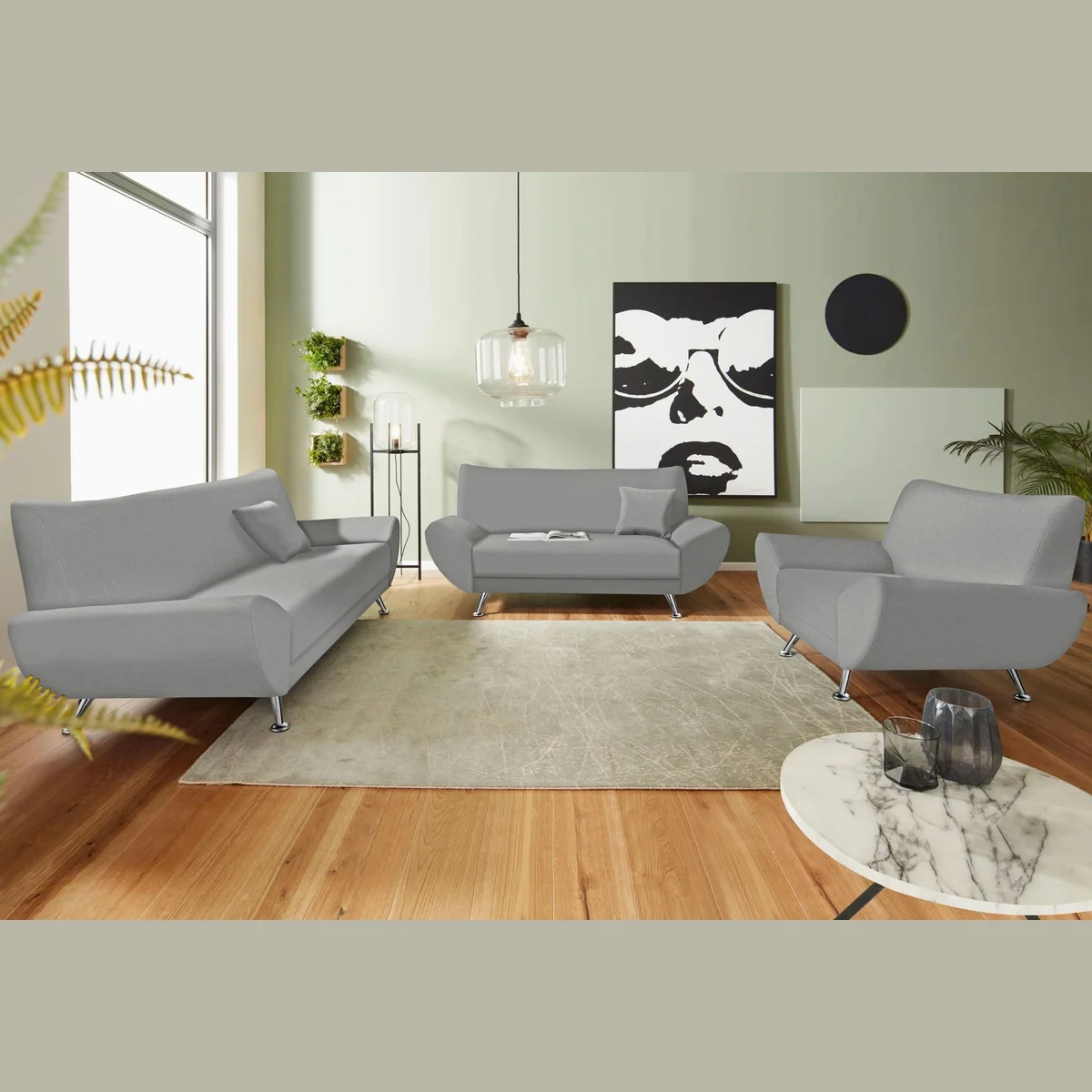 Home affaire Polstergarnitur Saltare, komfortabel & elegant — 3-teilig mit modernem Design