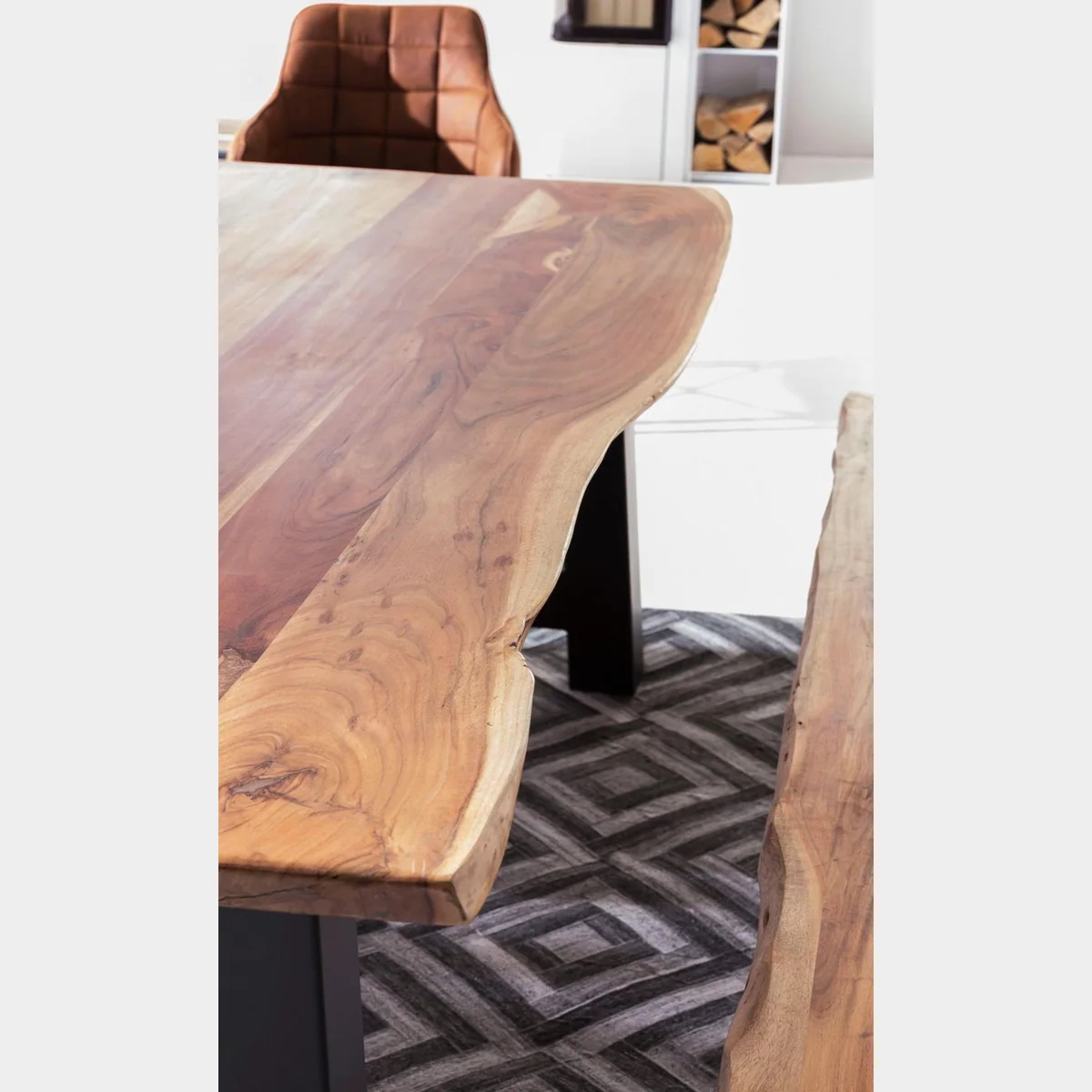 Home affaire Esstisch Manhattan, massives Akazienholz, robustes Metallgestell 2