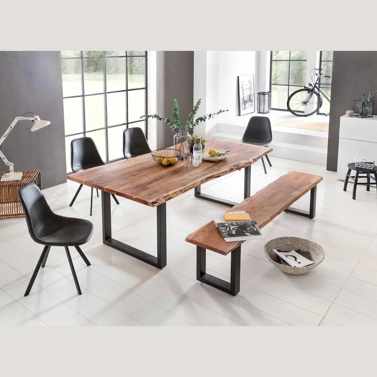 Home affaire Esstisch Manhattan, edel mit Baumkante und Metallgestell