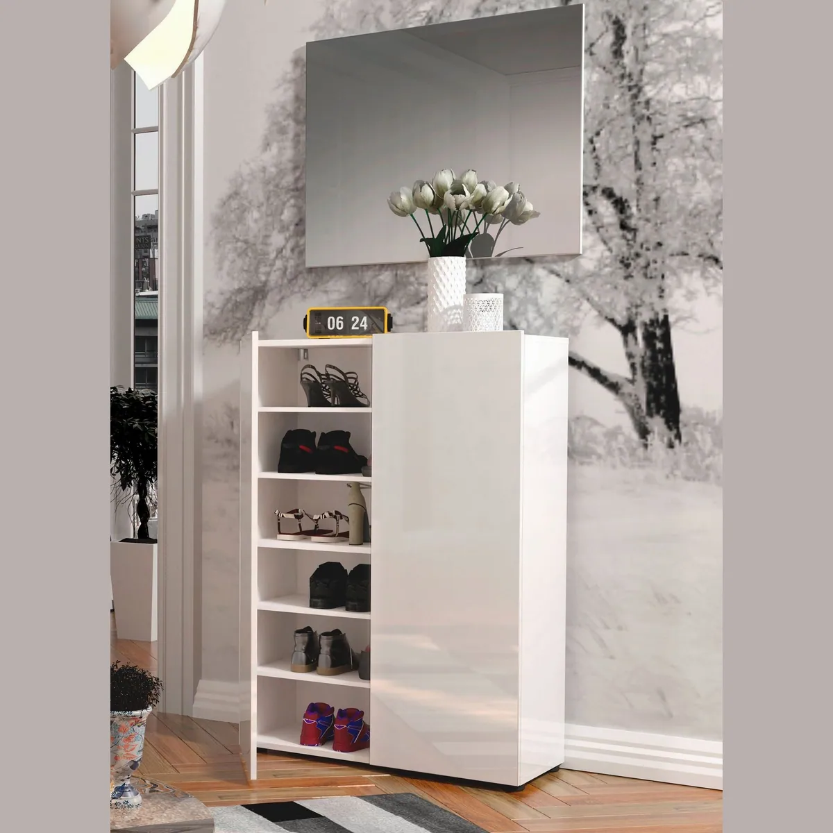 Home affaire Schuhschrank Mister, modernes Design, 6 Fächer — Hochglanzlackierung, pflegeleicht, Made in Italy 3