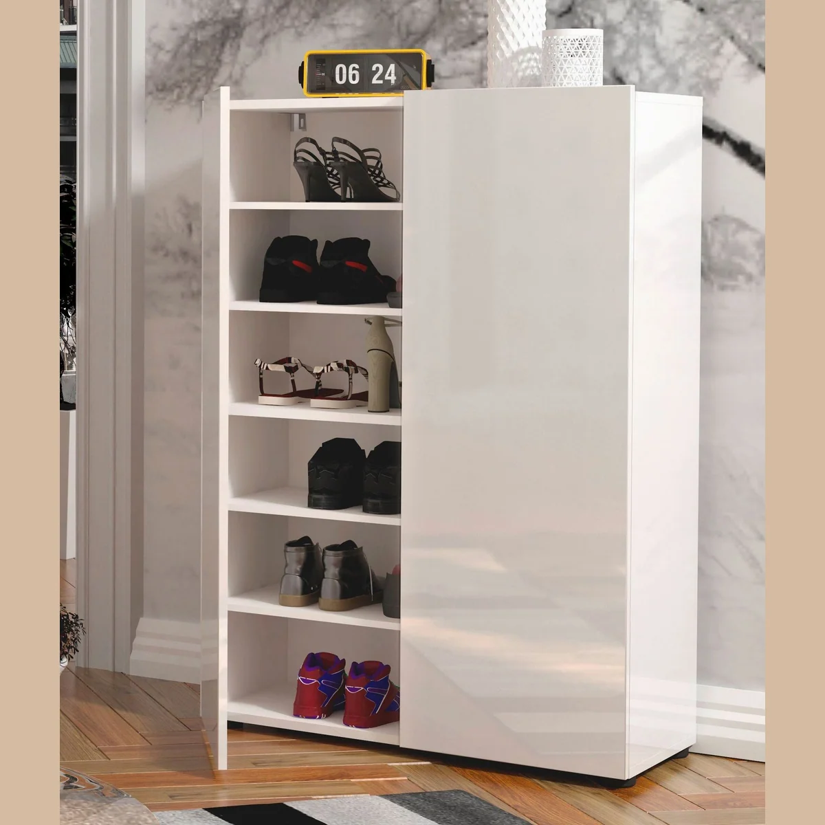 Home affaire Schuhschrank Mister, modernes Design, 6 Fächer — Hochglanzlackierung, pflegeleicht, Made in Italy 4