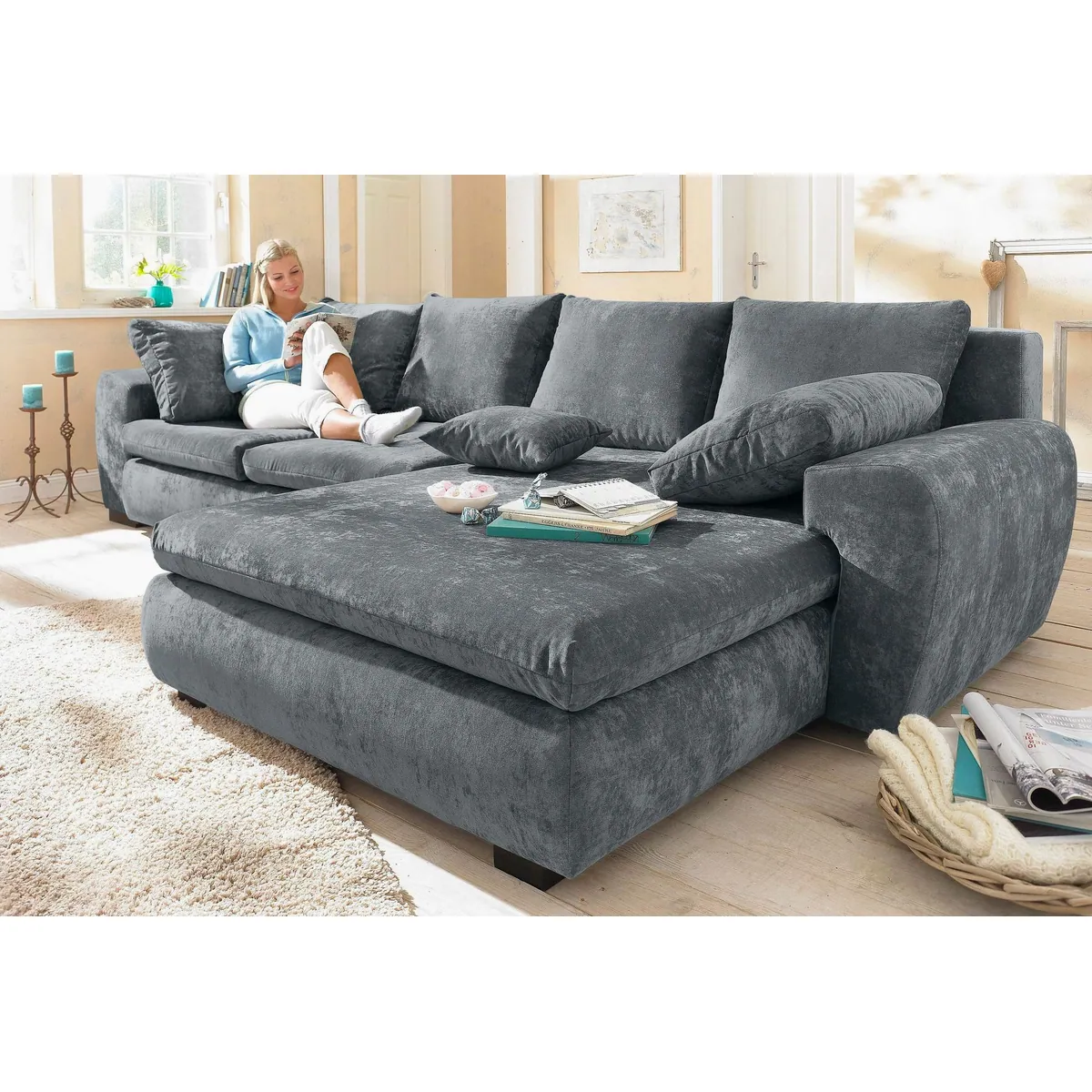 Home affaire Ecksofa Cara Mia L-Form, gemütliches XXL-Sofa mit Zierkissen