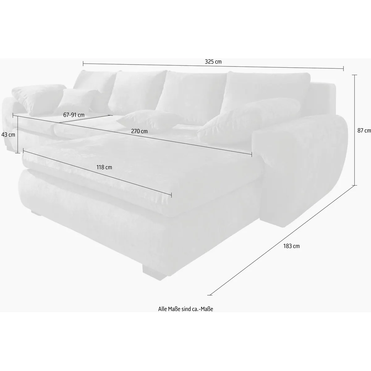Home affaire Ecksofa Cara Mia L-Form, gemütliches XXL-Sofa mit Zierkissen 3