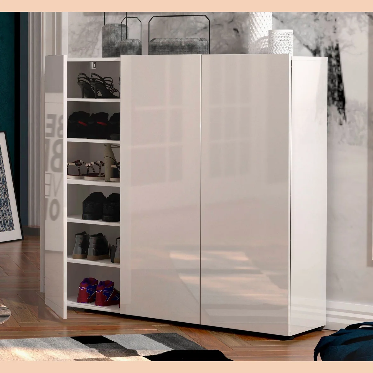 Home affaire Schuhschrank MISTER, geräumig mit 12 Fächern — modernes Design, Hochglanz, pflegeleicht 5