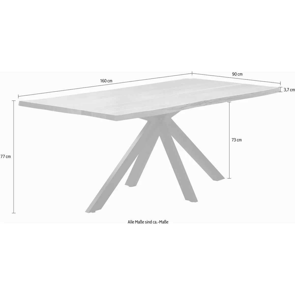 Manhattan Esstisch, rustikale Baumkante, modernes Design, massives Akazienholz 4