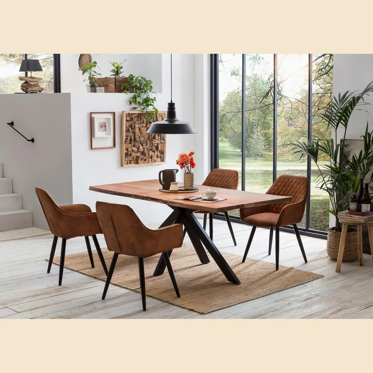 Manhattan Esstisch, rustikale Baumkante, modernes Design, massives Akazienholz 5