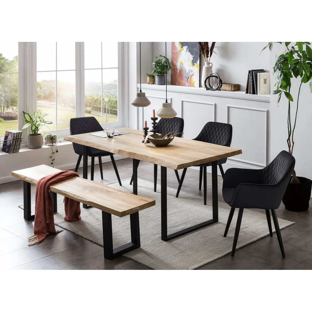 Home affaire Esstisch Tristano, massive Eiche, rustikale Baumkante 4