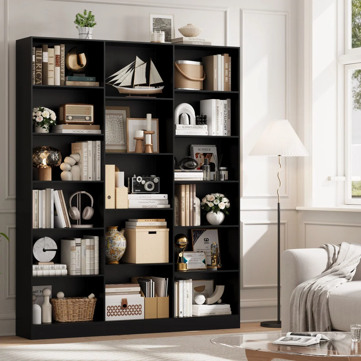 Homfa Bücherregal 188cm, 17 Fächer, vielseitig einsetzbar 2