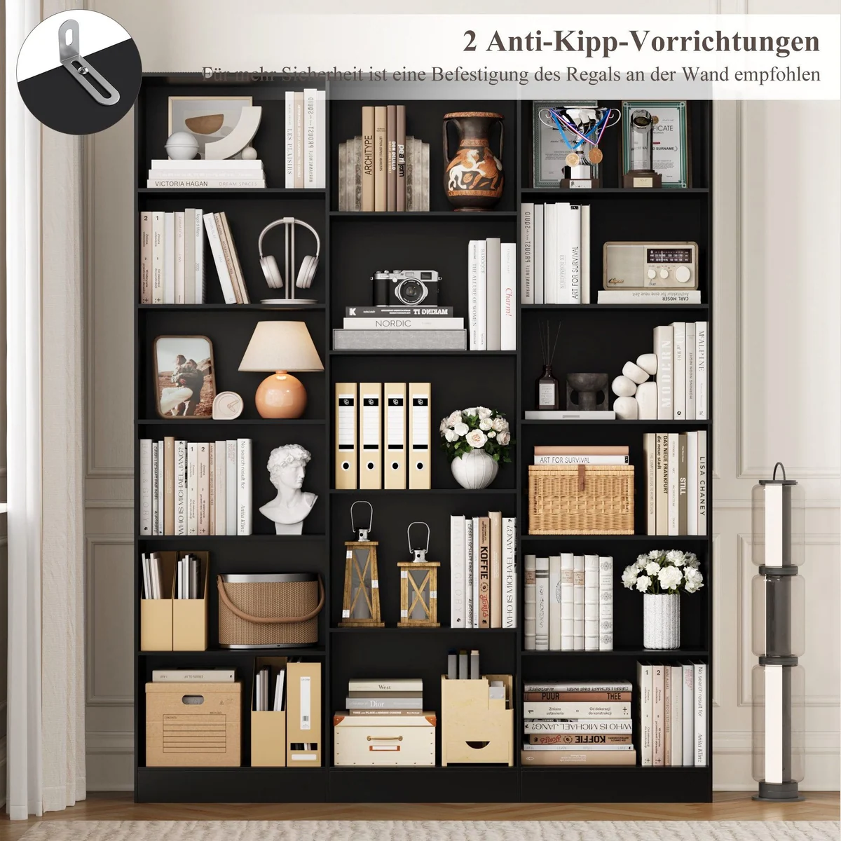 Homfa Bücherregal 188cm, 17 Fächer, vielseitig einsetzbar 5