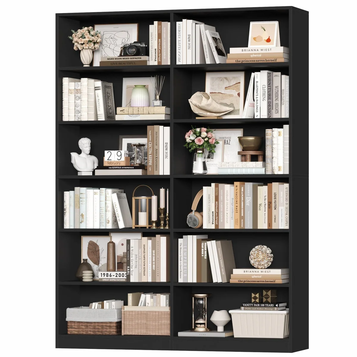 Homfa Bücherregal, 12 Fächer, stilvolles Design für jeden Raum