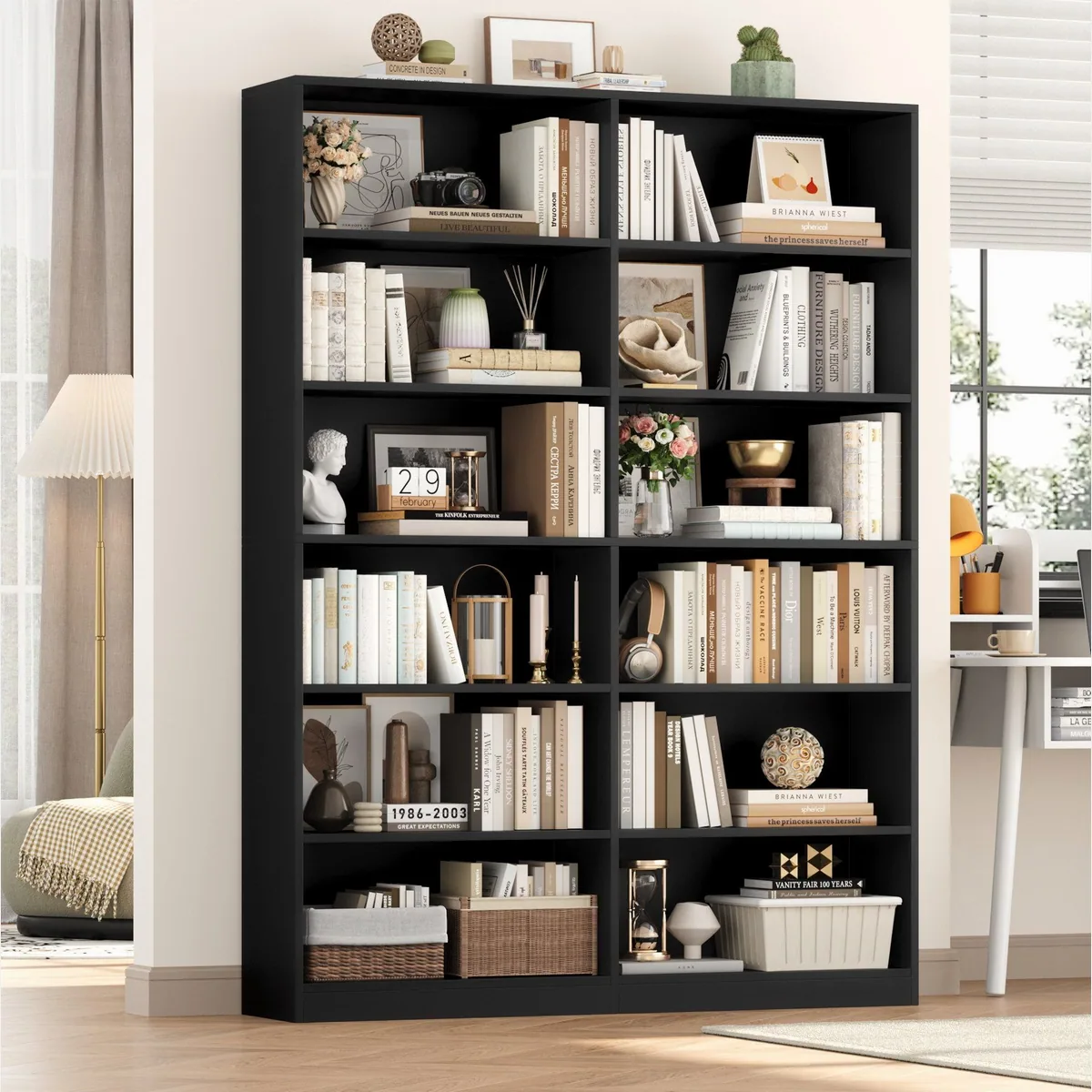 Homfa Bücherregal, 12 Fächer, stilvolles Design für jeden Raum 2