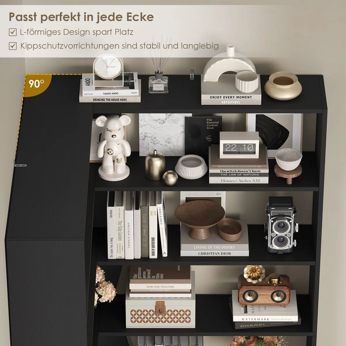 Homfa Bücherregal Eckregal, 6 Ebenen aus Holz, 90x90x190,5 cm 5