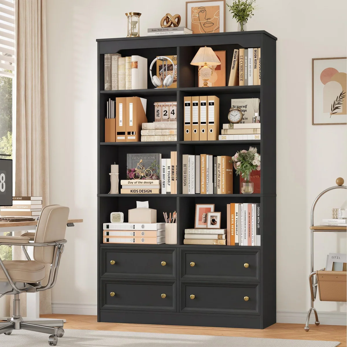 Homfa Bücherregal 180 cm, elegantes Design, vielseitiger Stauraum, stabil und pflegeleicht 3