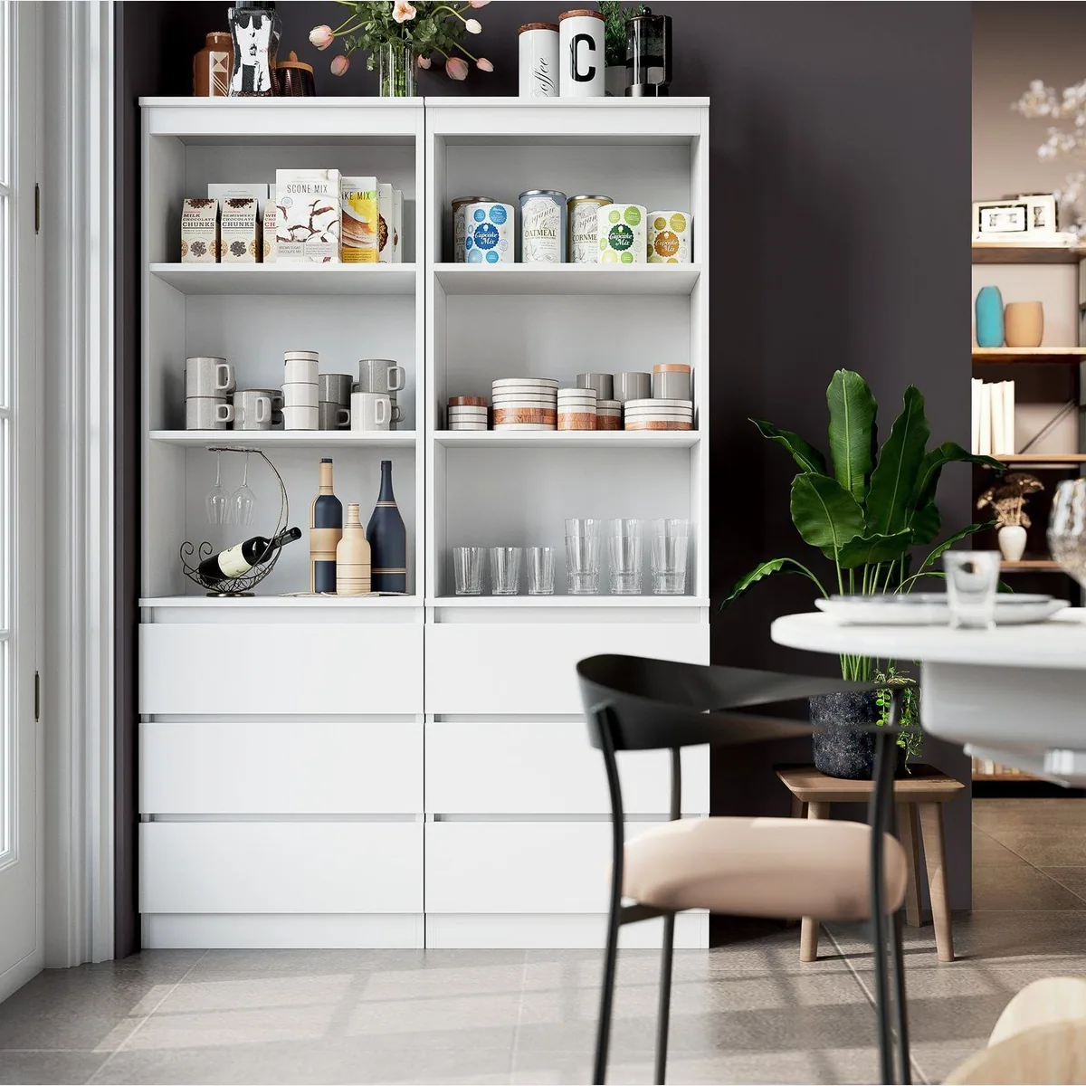 Homfa Hochschrank Bücherregal, elegantes Design mit 3 Schubladen 2