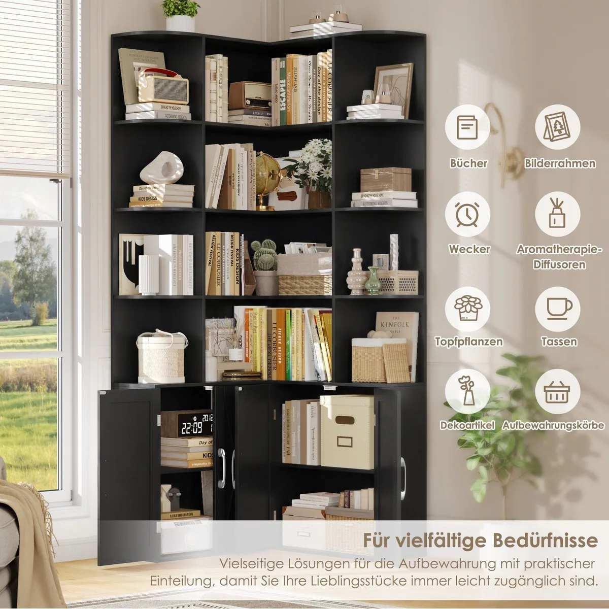Homfa Eckregal, platzsparendes Design, vielseitige Stauraumlösung, stilvoller Landhauslook 4