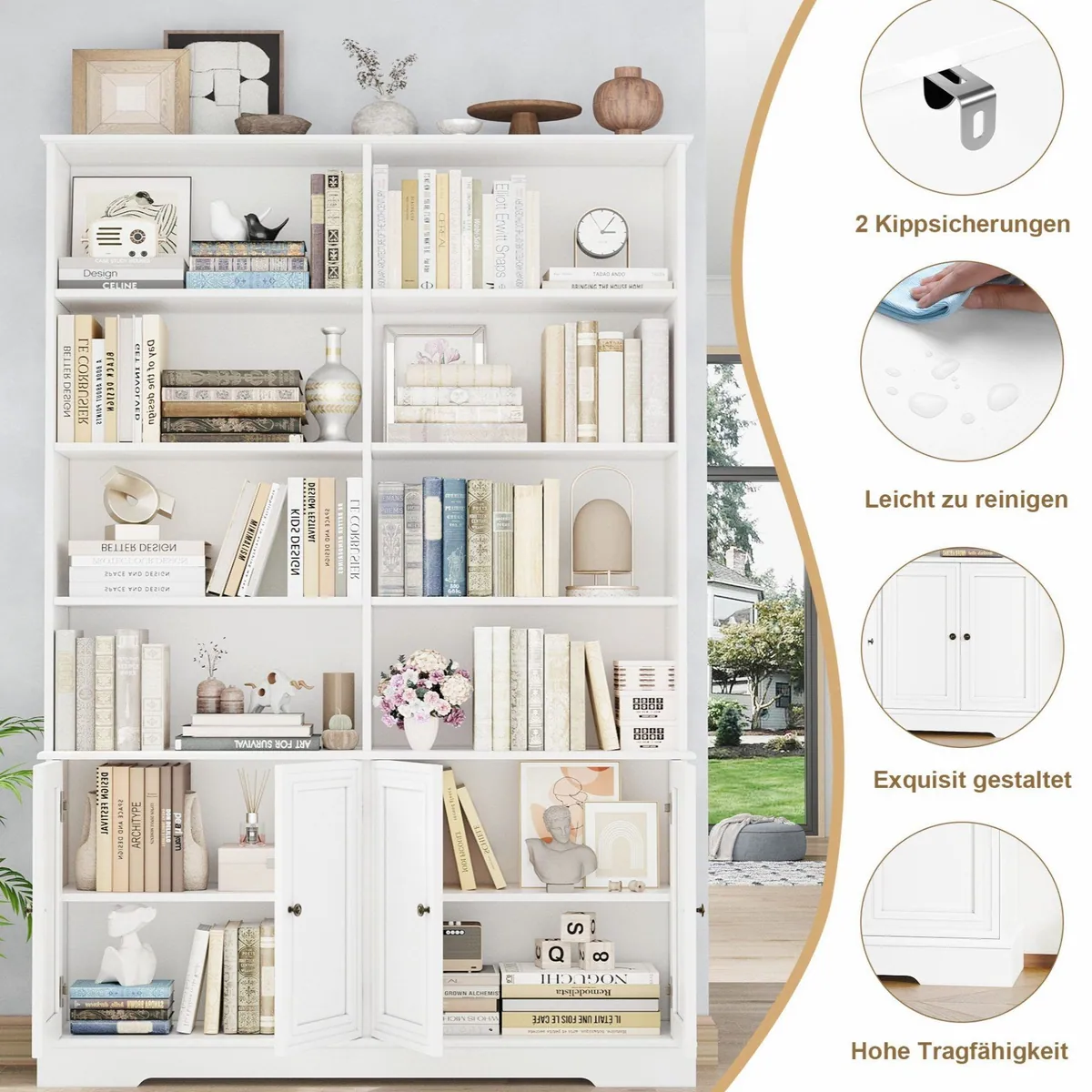 Homfa Bücherregal 185 cm, vielseitige Aufbewahrung, hochwertige Materialien 5