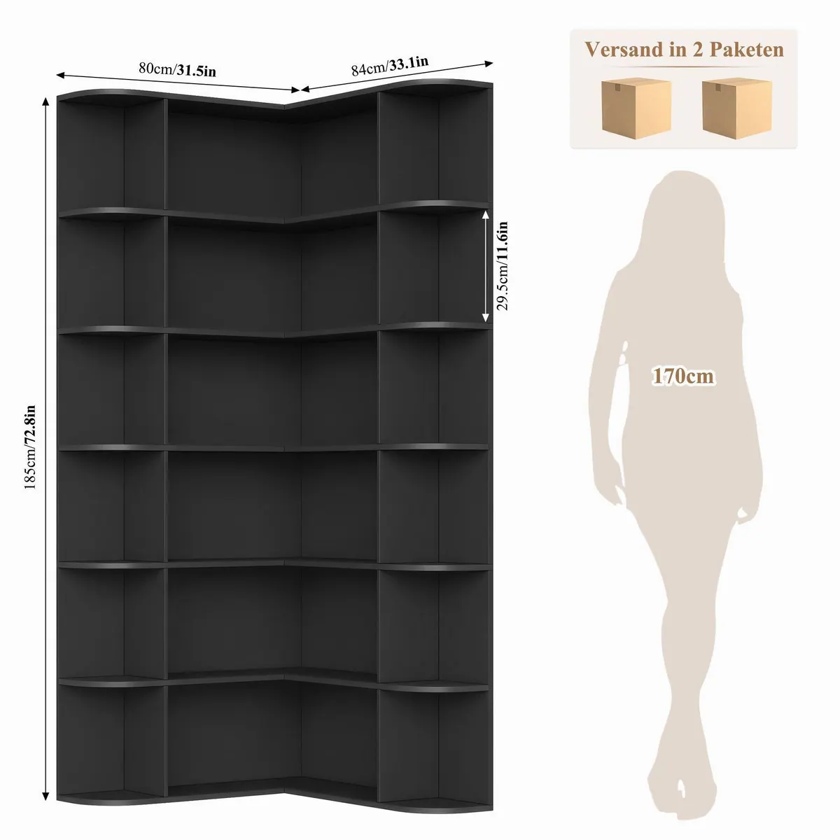 Homfa Eckregal 185 cm, optimaler Stauraum für jede Ecke — stilvoll, stabil, vielseitig 3