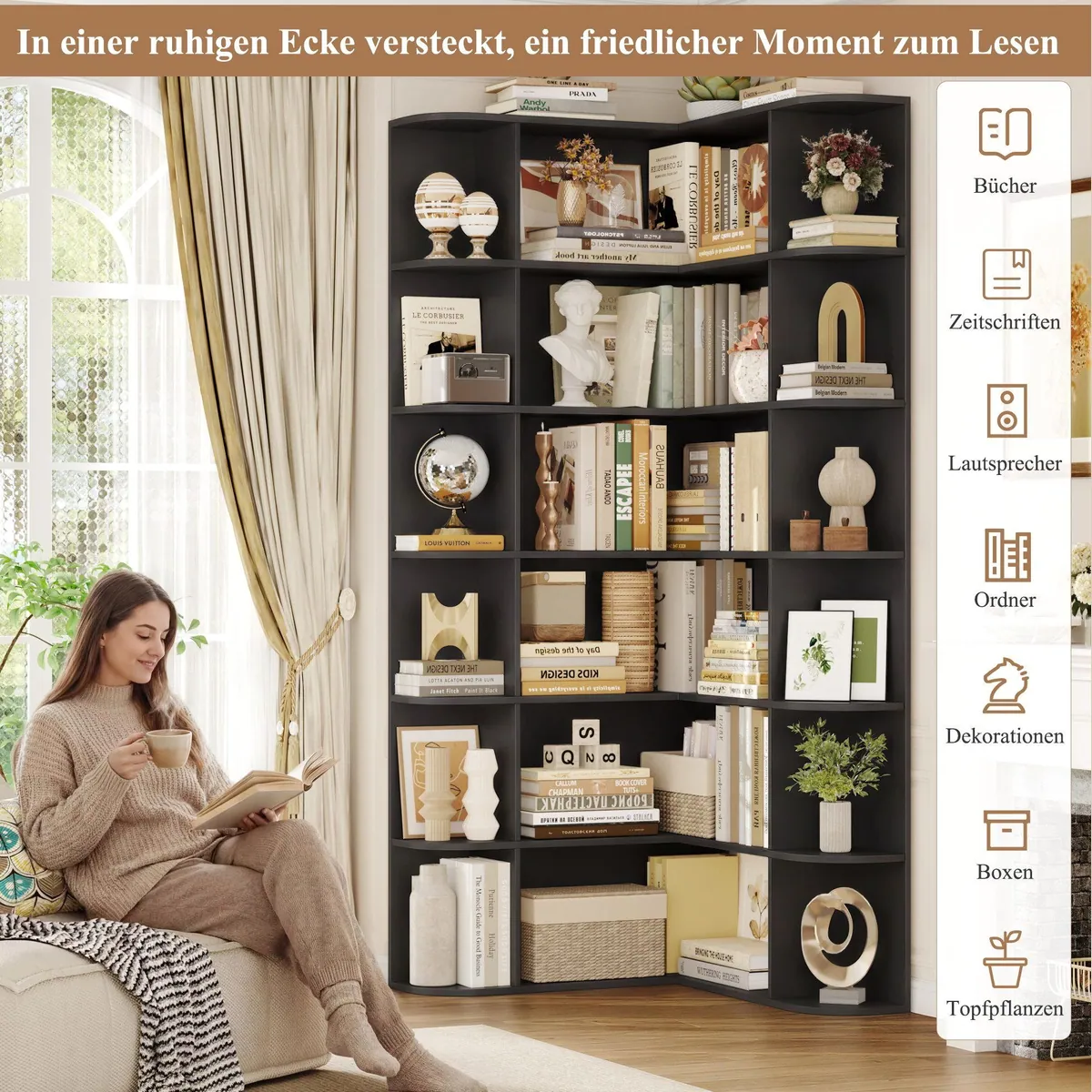 Homfa Eckregal 185 cm, optimaler Stauraum für jede Ecke — stilvoll, stabil, vielseitig 5