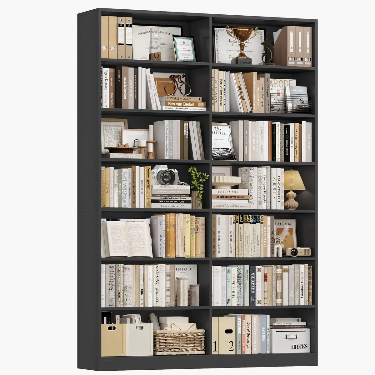 Homfa Bücherregal 212 cm hoch, 14 Fächer für vielseitige Nutzung