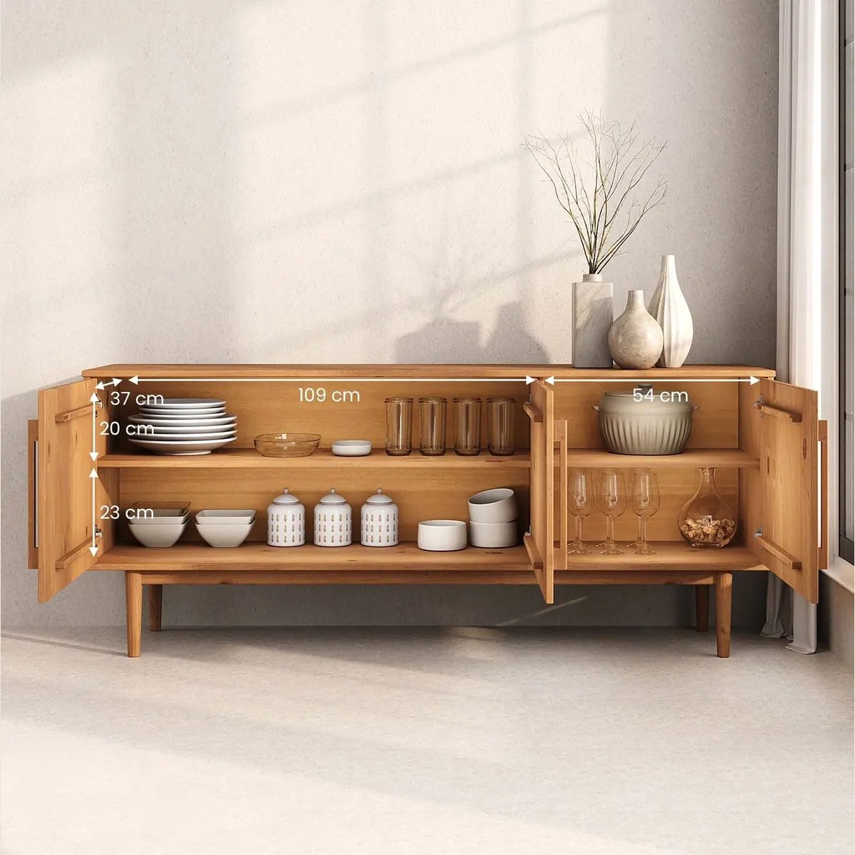 IDIMEX Sideboard TECCA, elegantes Design, vielseitiger Stauraum, Massivholz 3