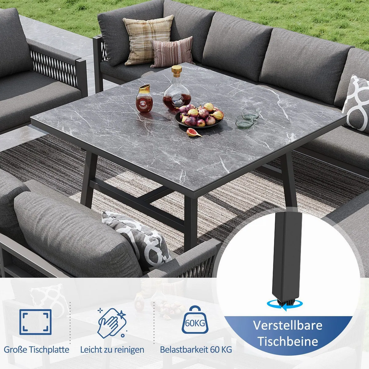 i@home Gartenlounge-Set, L-förmiges Gartensofa für 8 Personen, wetterfest & modular 3