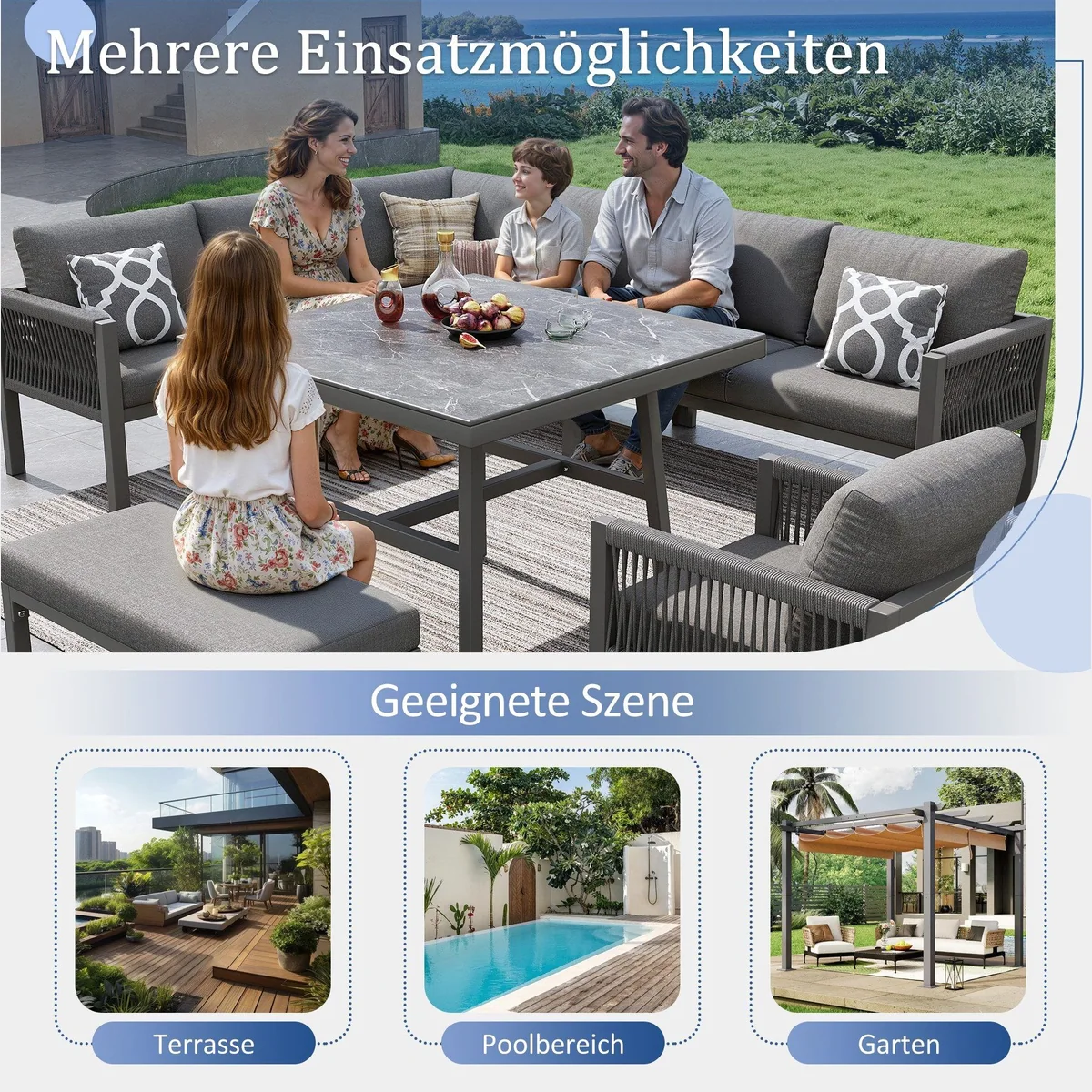i@home Gartenlounge-Set, L-förmiges Gartensofa für 8 Personen, wetterfest & modular 5