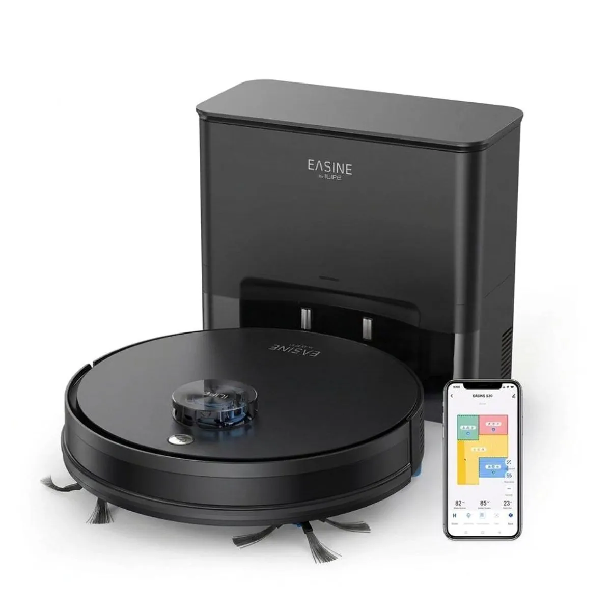 ILIFE S20 Saug- und Wischroboter mit Absaugstation, kraftvolle 5000 Pa Saugleistung, App-Steuerung, lange Akkulaufzeit