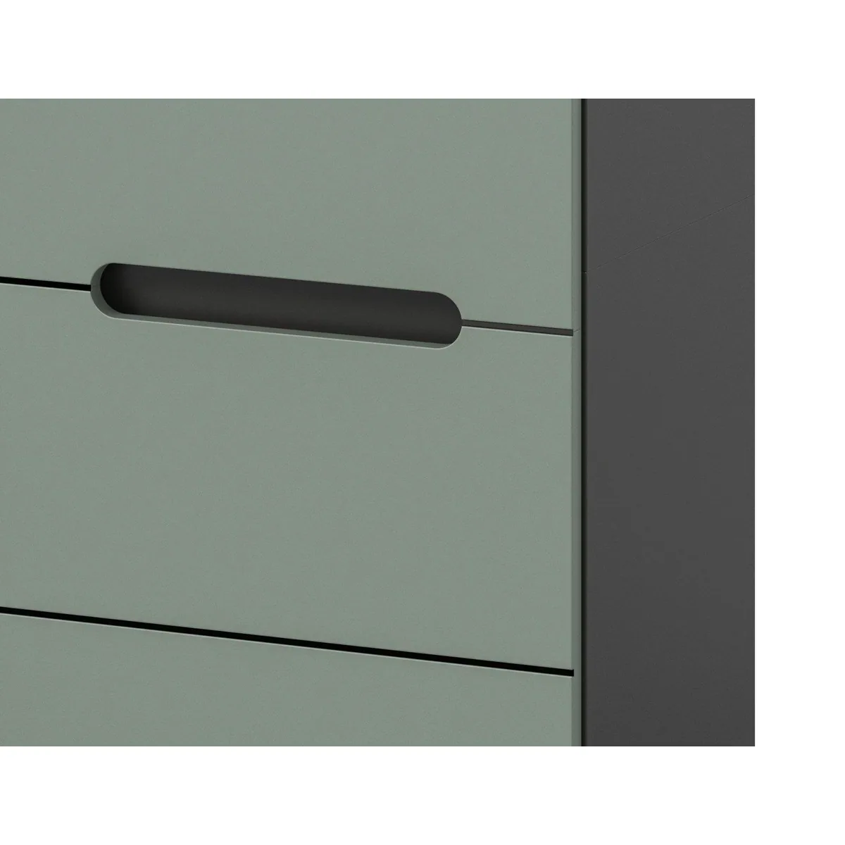 Inn.Furn Wohnwand Cooper, modernes Design in Salbei Grün und Basalt Grau — 4-teilig, hängend oder stehend 5