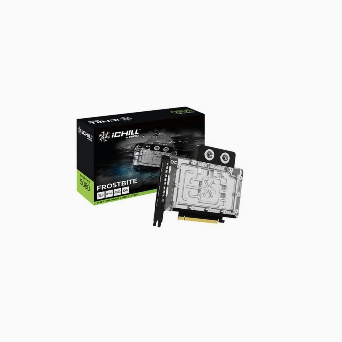 Inno3D GeForce RTX 5080 FROSTBITE Grafikkarte, leistungsstarke Kühlung, hohe Bildrate, Raytracing-fähig