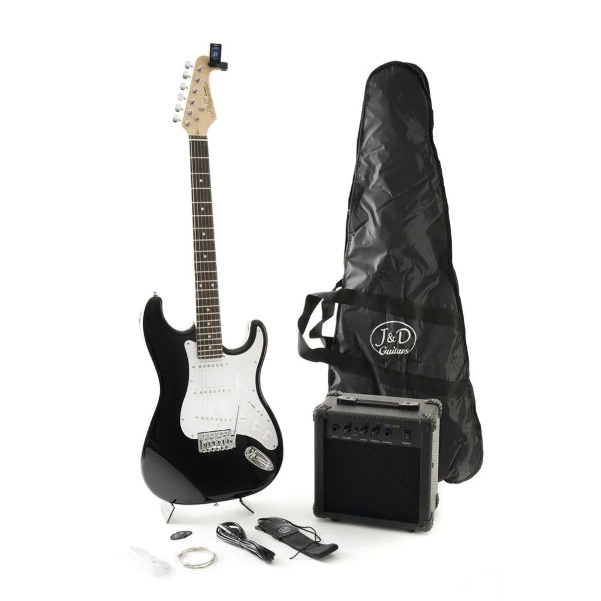 J & D ST Rock E-Gitarre Set, vielseitige Einsteiger-Gitarre mit Verstärker und Zubehör
