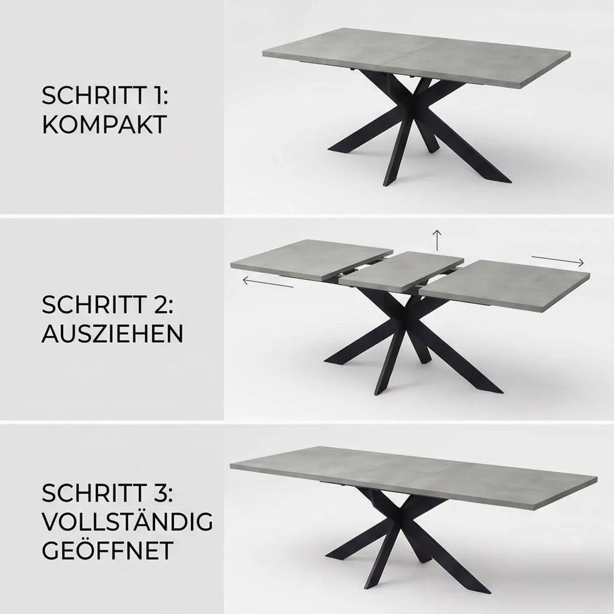Jiexi Essgruppe Tisch- und Stuhlset, ausziehbarer Esstisch mit 4-6 Stühlen 5