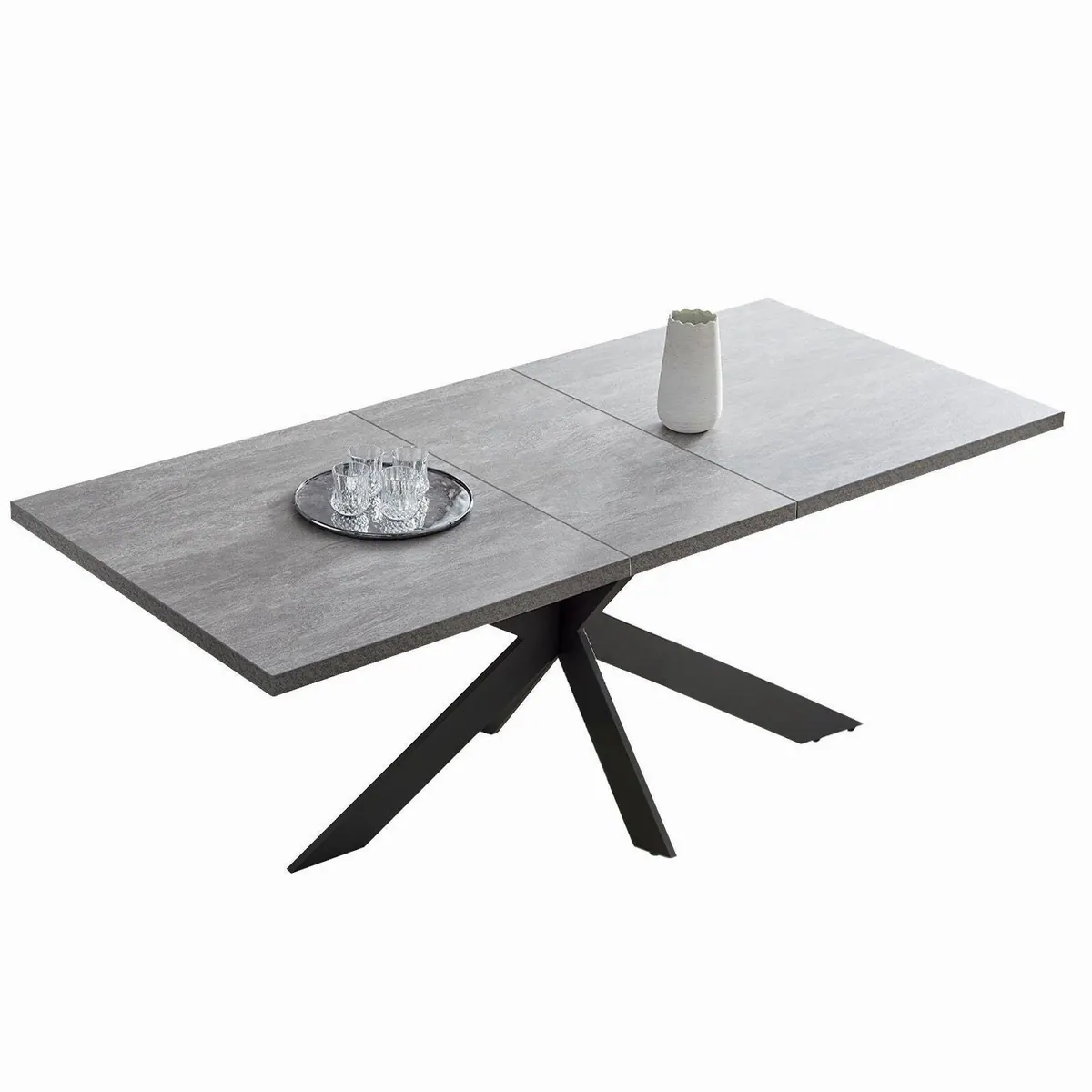 Jiexi Esstisch Tisch-und Stuhlset, ausziehbar 130-170 cm, 4-6 Stühle