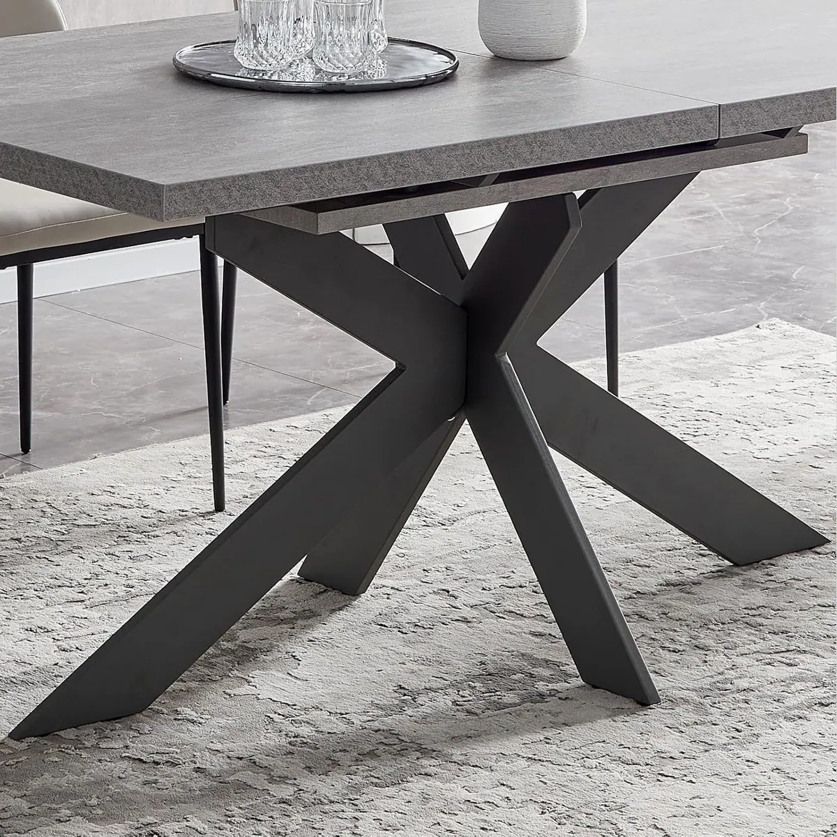 Jiexi Esstisch Tisch-und Stuhlset, ausziehbar 130-170 cm, 4-6 Stühle 5