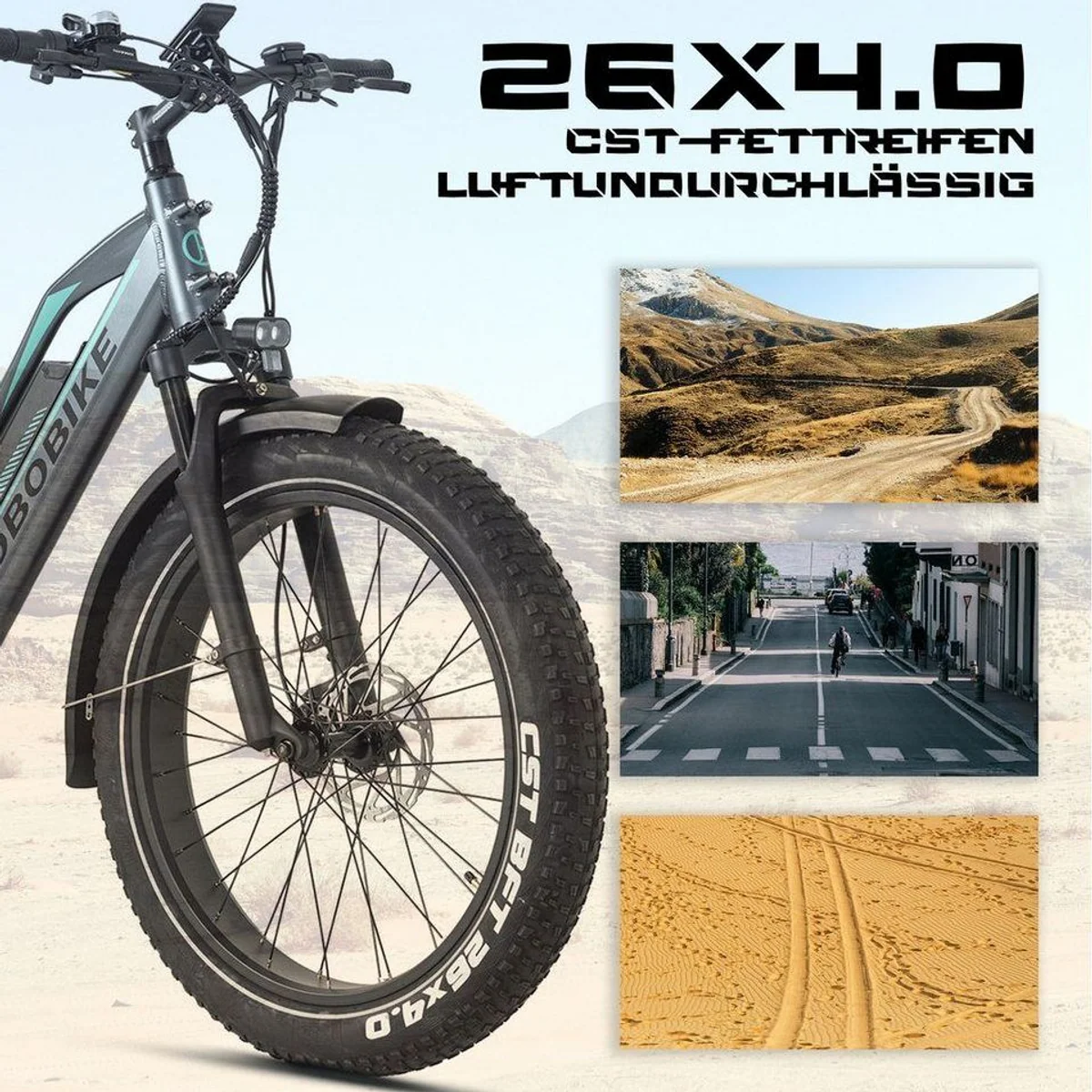 JOBOBIKE E-Bike Mountainbike, 180km Reichweite, 80Nm Drehmoment, gefederte Sattelstütze 3