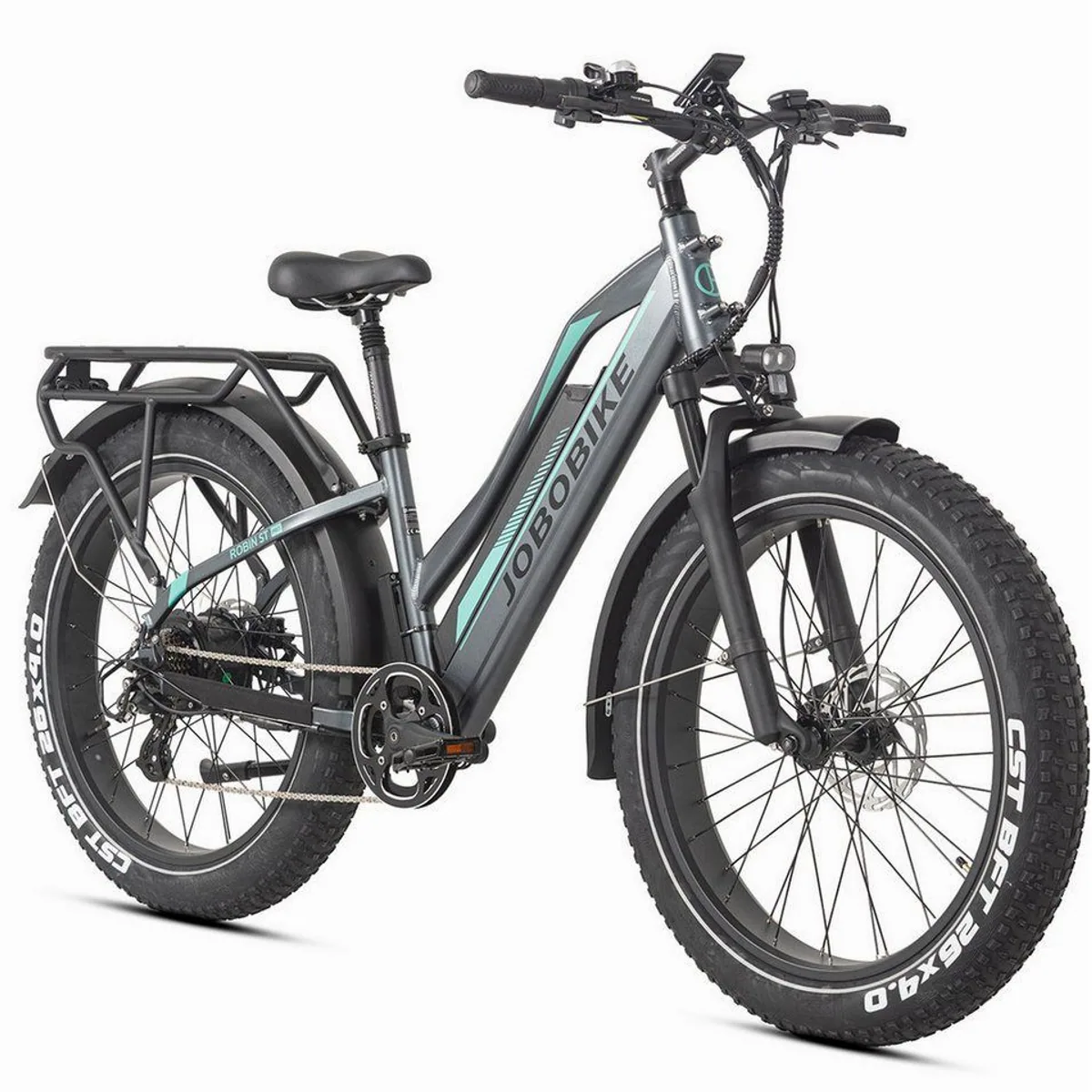 JOBOBIKE E-Bike Mountainbike, 180 km Reichweite, 7-Gang Shimano, breites Fatbike-Design