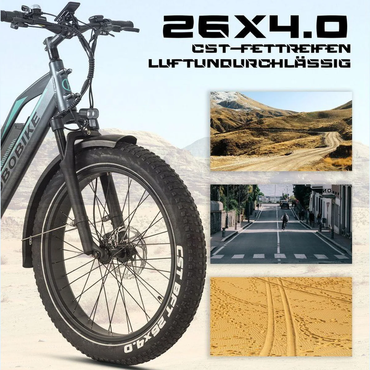 JOBOBIKE Robin Pro E-Bike Mountainbike 26 Zoll, 180 km Reichweite, 7-Gang Shimano, 840 Wh 4
