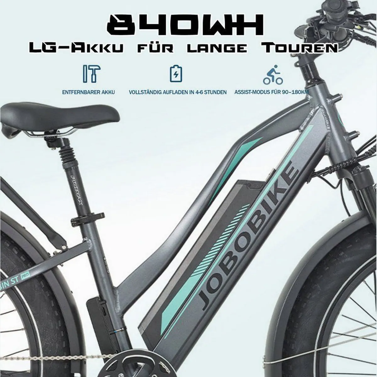 JOBOBIKE Robin Pro E-Bike Mountainbike 26 Zoll, 180 km Reichweite, 7-Gang Shimano, 840 Wh 5