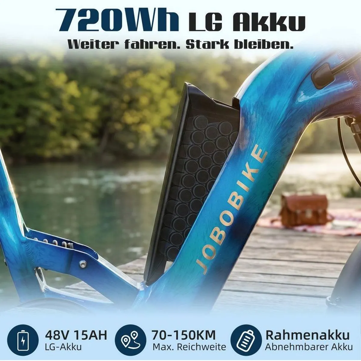 JOBOBIKE E-Bike Mountainbike 20x4,0 Zoll, 720Wh, 150 km Reichweite, Vollfederung 4