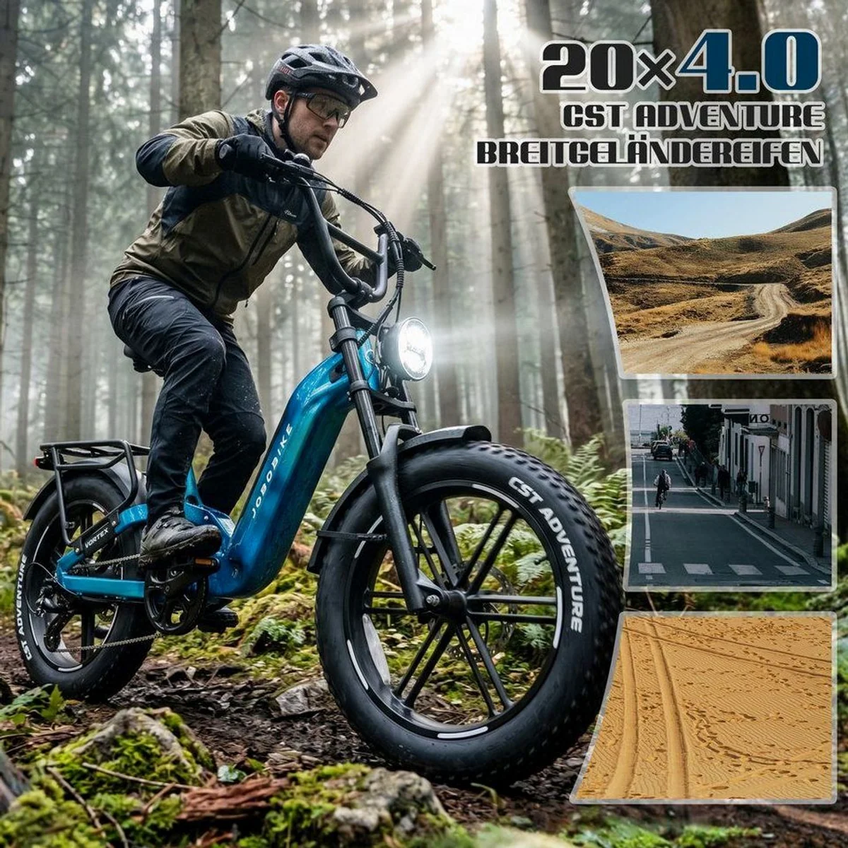 JOBOBIKE E-Bike Mountainbike 20x4,0 Zoll, 720Wh, 150 km Reichweite, Vollfederung 5