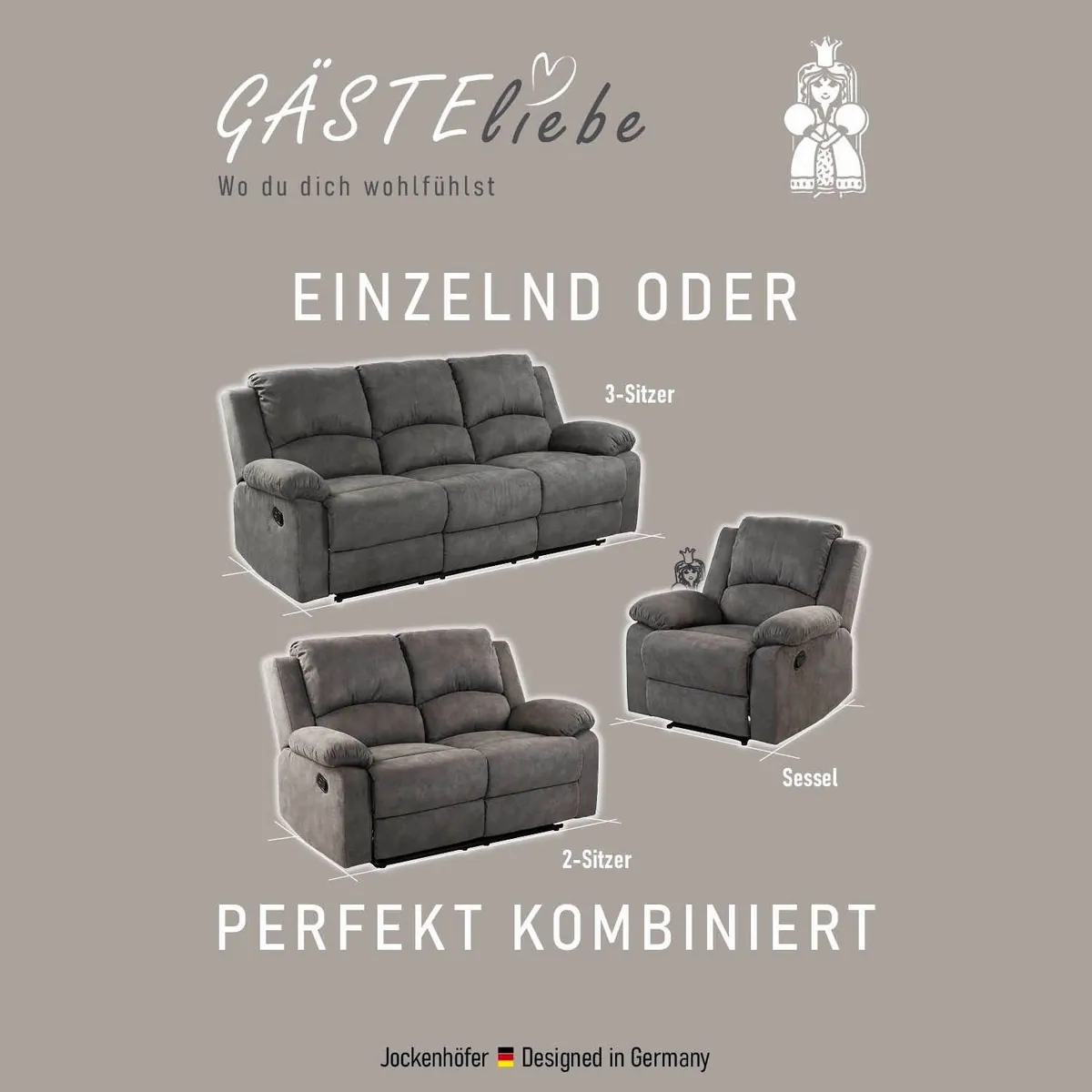 Jockenhöfer Gruppe 2-Sitzer Dakota, Relax- & Liegefunktion, Taschenfederkern-Polsterung 5