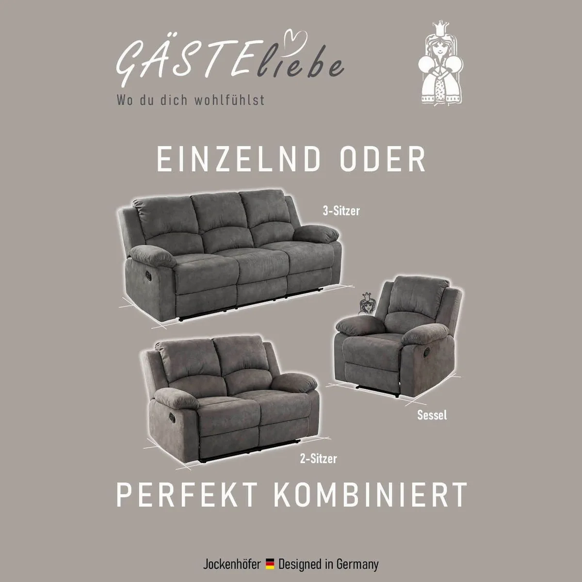 Jockenhöfer Gruppe 3-Sitzer Dakota, Relaxfunktion, Tonnentaschenfederkern, hoher Komfort 5