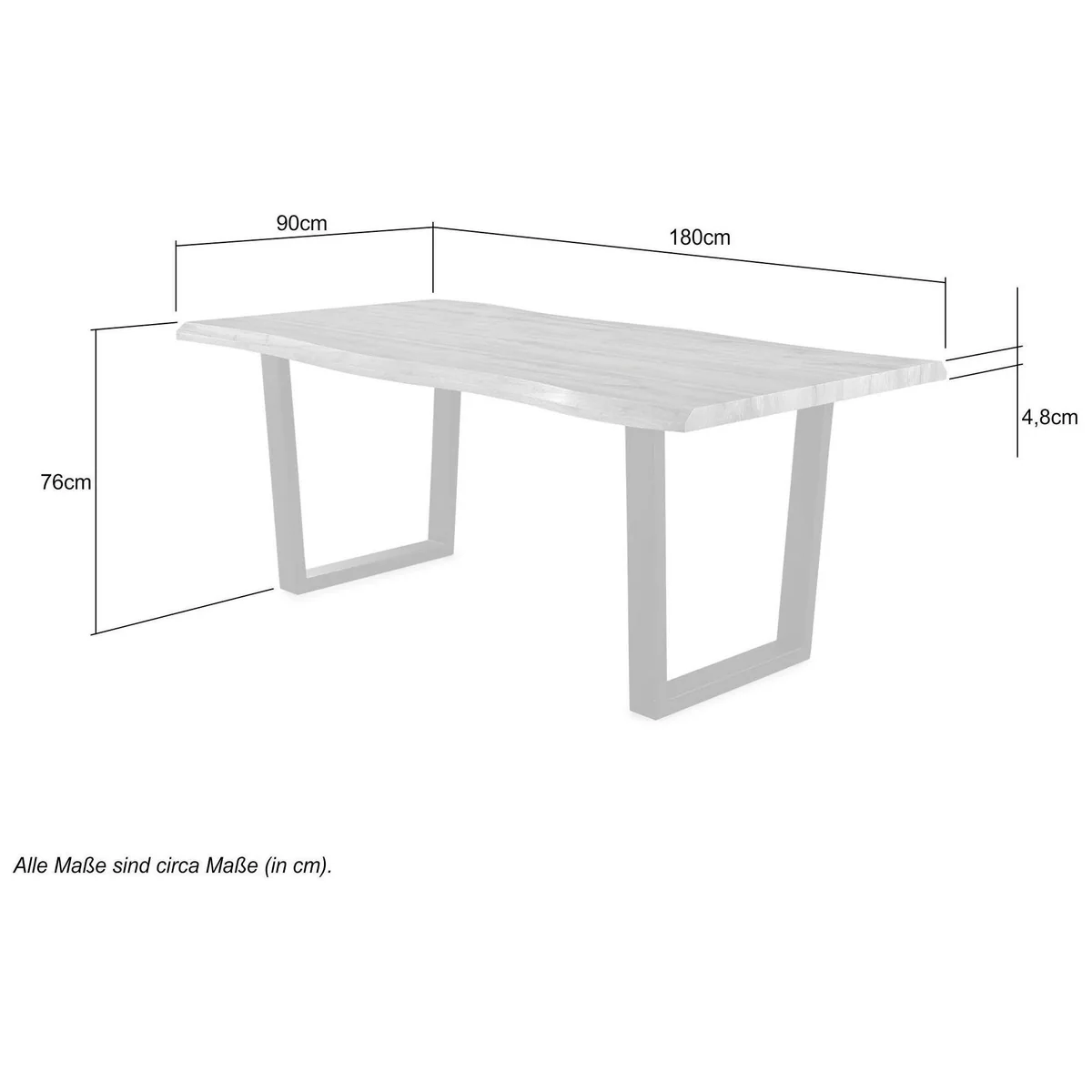 Jockenhöfer Gruppe Esstisch Margot, 180x90 cm, geschwungene Baumkantenoptik, robustes U-Gestell 4