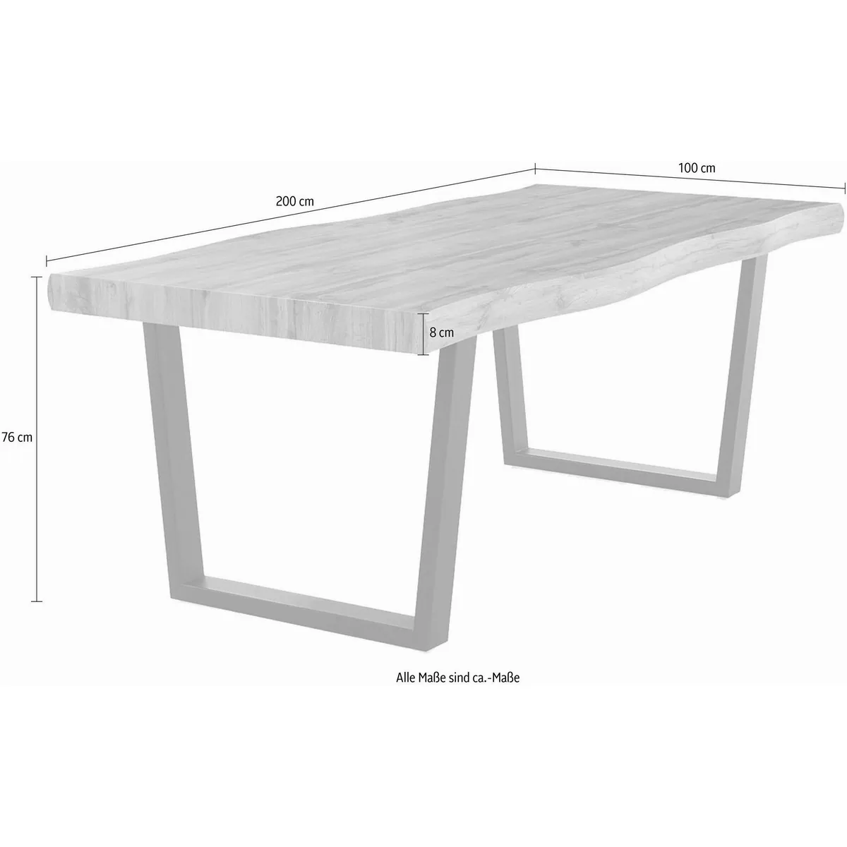 Jockenhöfer Gruppe Esstisch Don, Baumkantenoptik, 200x100 cm, stabil & vielseitig 5