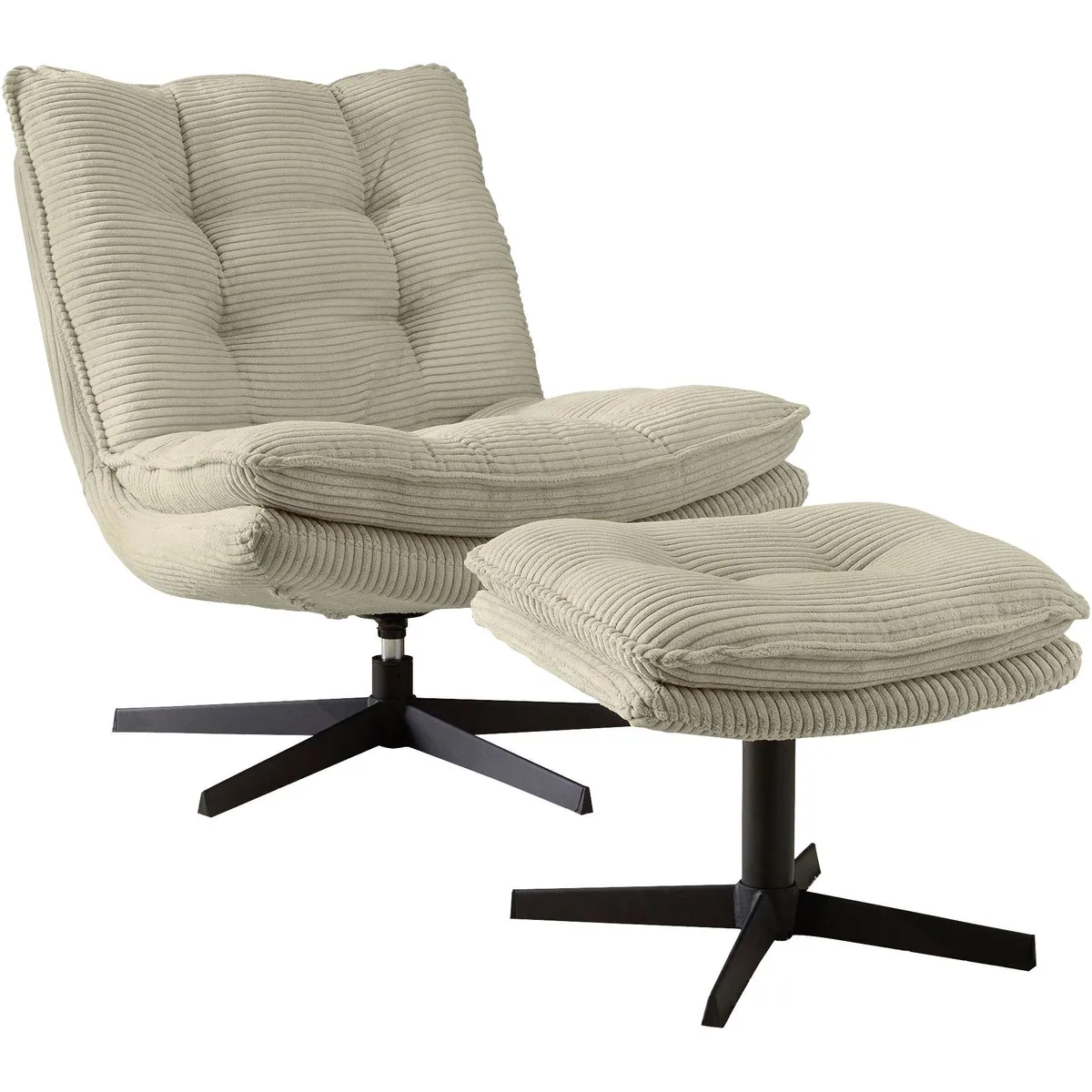 Jockenhöfer Gruppe Relaxsessel Kasper, 360° Drehfunktion, mit Hocker, Cord 2
