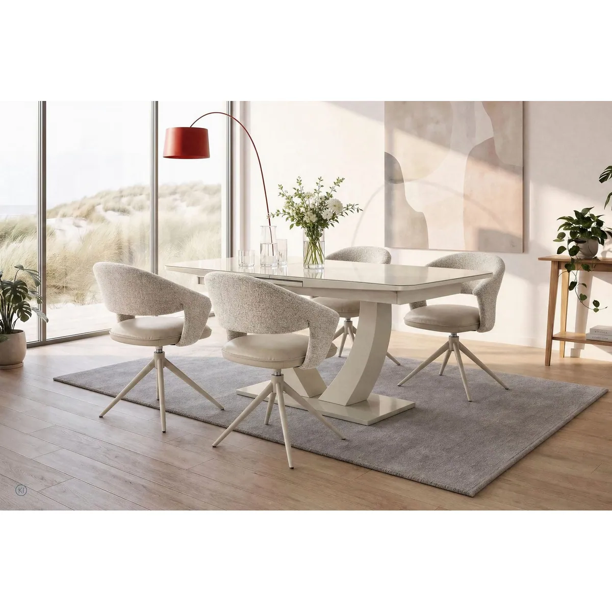 Jockenhöfer Gruppe Essgruppe Ulm/Valencia-Santiago, 5-tlg. Set, Ausziehbar, Drehbare Stühle
