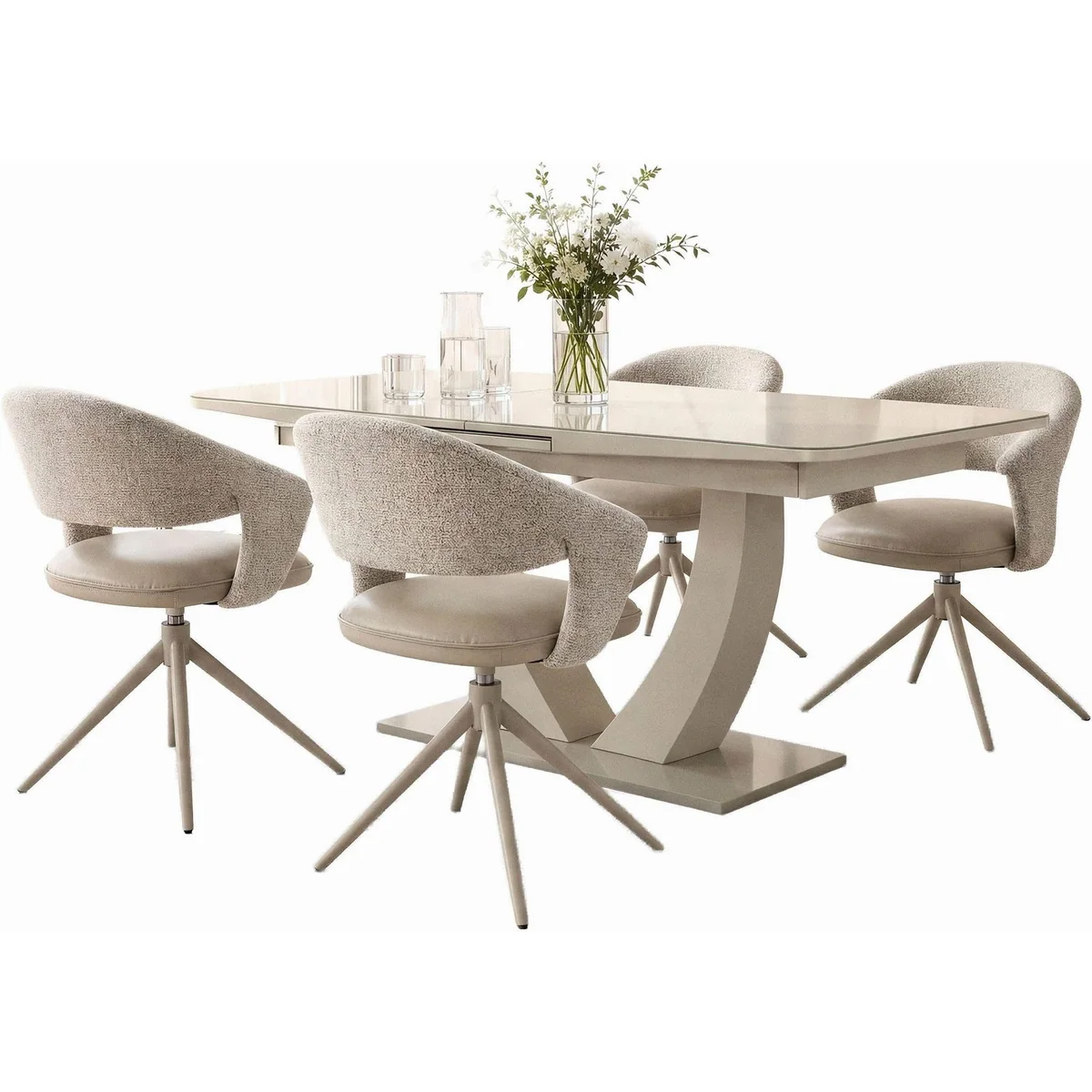 Jockenhöfer Gruppe Essgruppe Ulm/Valencia-Santiago, 5-tlg. Set, Ausziehbar, Drehbare Stühle 2
