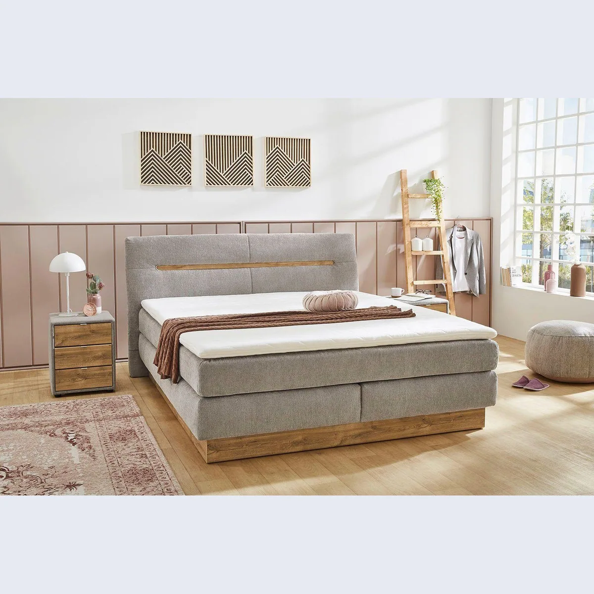 Jockenhöfer Gruppe Boxspringbett Nika, mit Bettkasten, 7-Zonen-Matratze, Topper — 180x200cm, elegantes Design