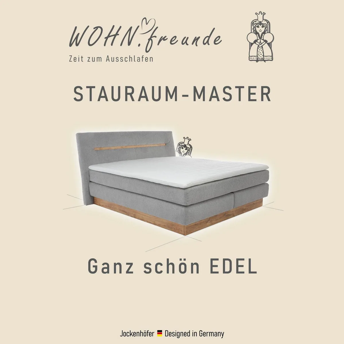 Jockenhöfer Gruppe Boxspringbett Nika, mit Bettkasten, 7-Zonen-Matratze, Topper — 180x200cm, elegantes Design 3
