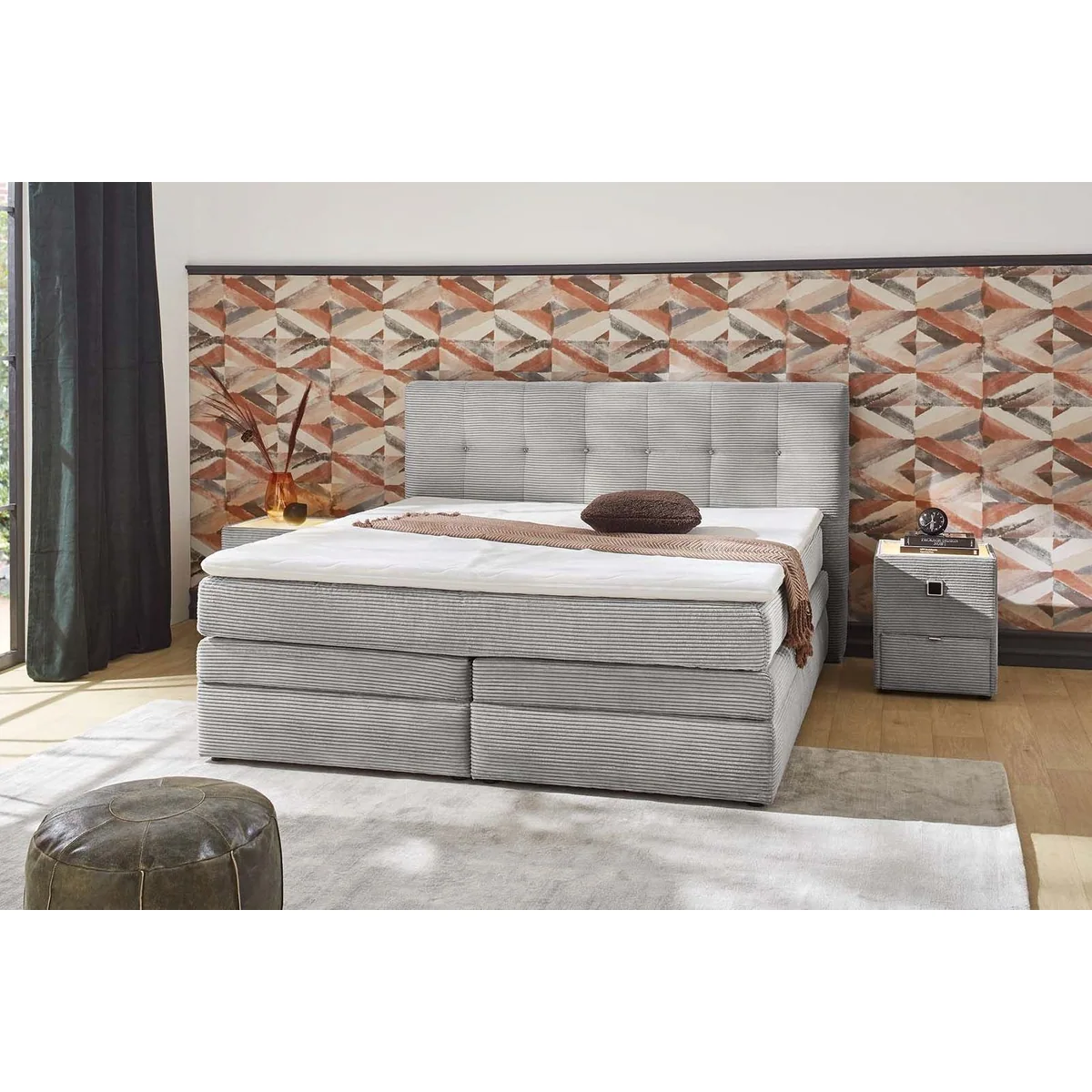 Jockenhöfer Gruppe Boxspringbett AMY, hoher Schlafkomfort, eleganter Cord-Bezug — 180x200 oder 200x200 cm 4