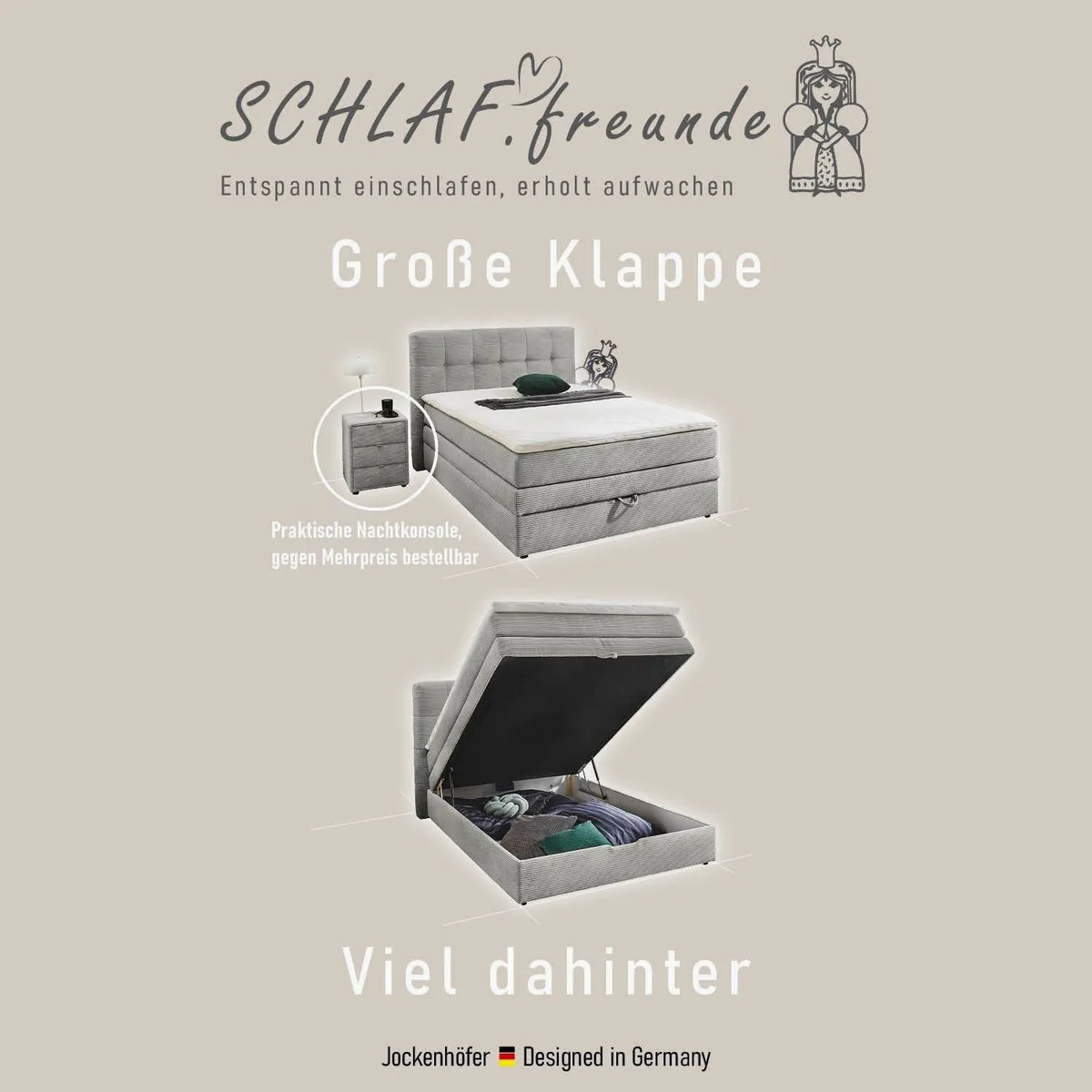 Jockenhöfer Gruppe Boxspringbett AMY, elegantes Design, hoher Schlafkomfort, praktischer Bettkasten 3